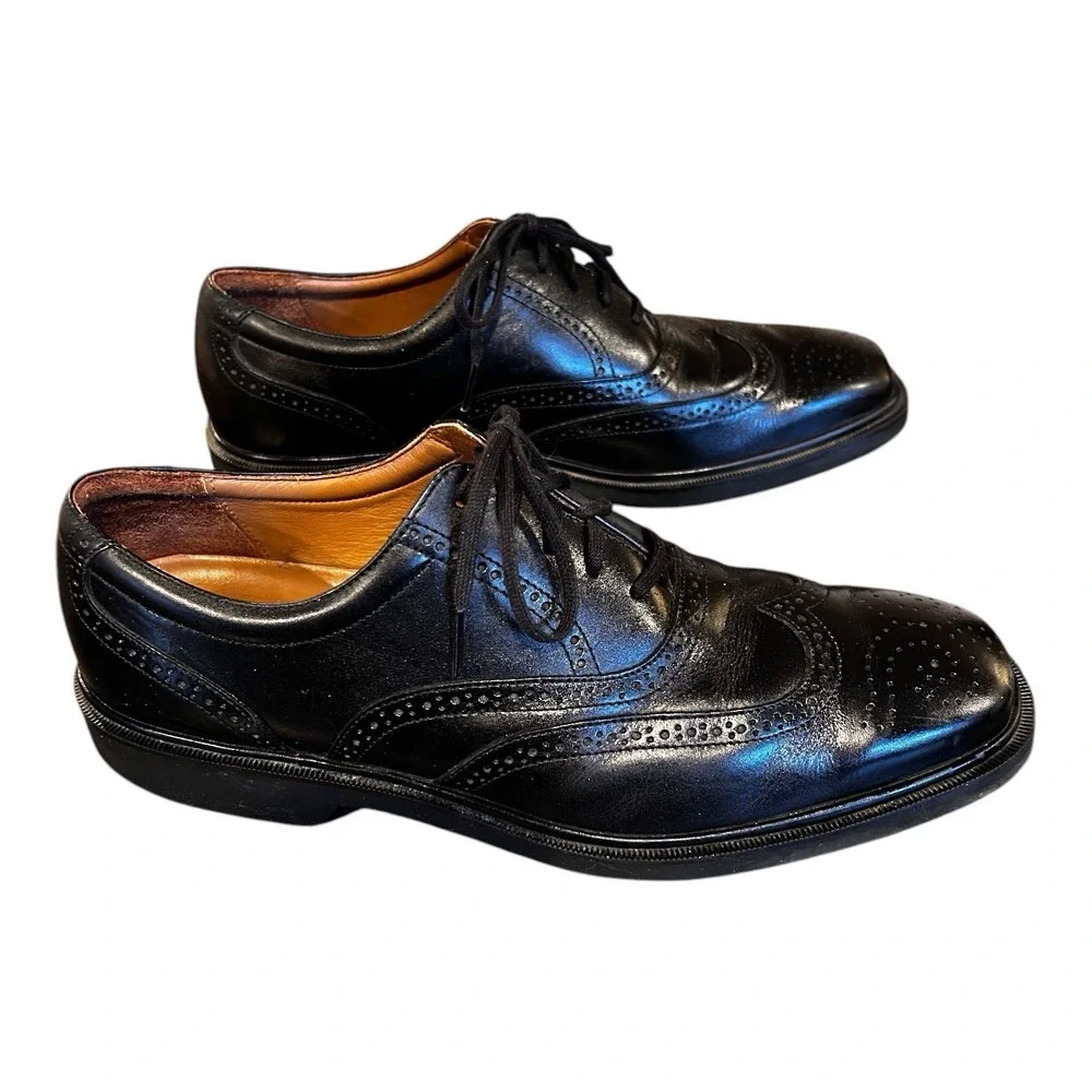 Rockport‎ DresSports Mens Shoes Size 9.5M Black Oxford Wingtip Lace up